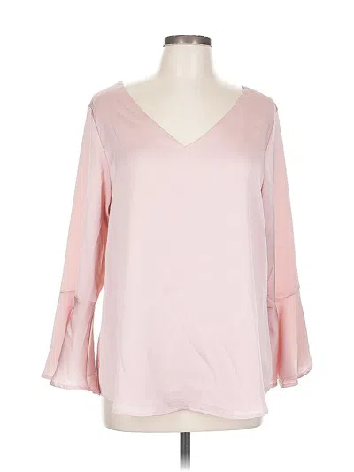 Pre-owned Roz & Ali Long Sleeve Blouse In Pink