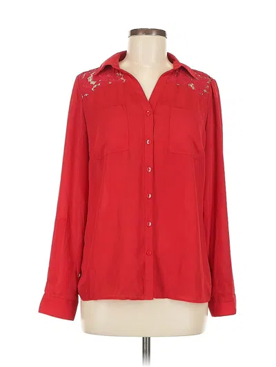 Pre-owned Roz & Ali Long Sleeve Blouse In Red