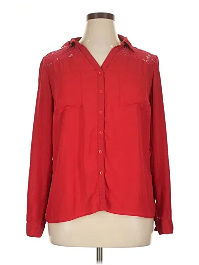 Pre-owned Roz & Ali Long Sleeve Blouse In Red