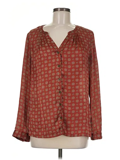 Pre-owned Roz & Ali Long Sleeve Blouse In Red