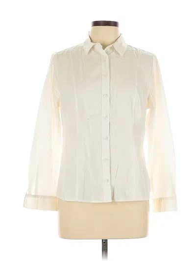 Pre-owned Roz & Ali Long Sleeve Blouse In White