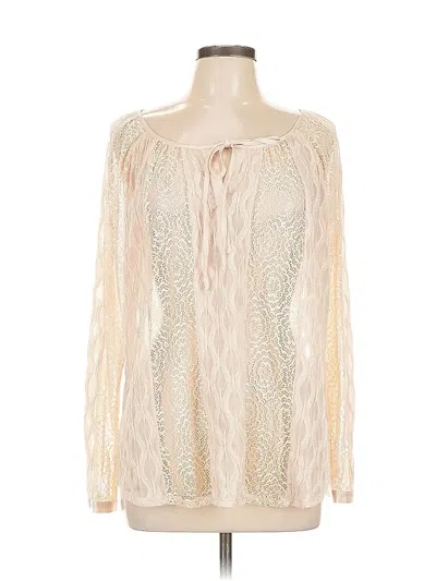 Pre-owned Roz & Ali Long Sleeve Blouse In White