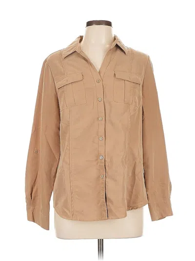 Pre-owned Roz & Ali Long Sleeve Button Down Shirt In Brown
