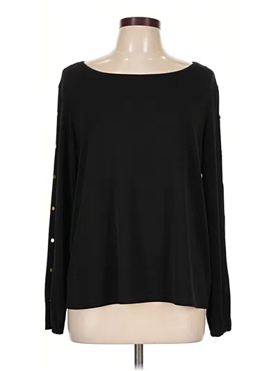 Pre-owned Roz & Ali Long Sleeve Top Black Boatneck Tops
