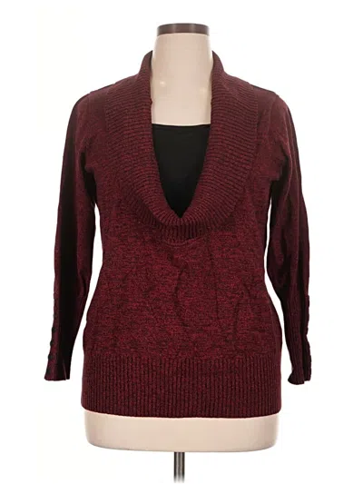 Pre-owned Roz & Ali Pullover Sweater In Burgundy