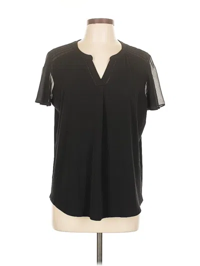 Pre-owned Roz & Ali Short Sleeve Blouse In Black