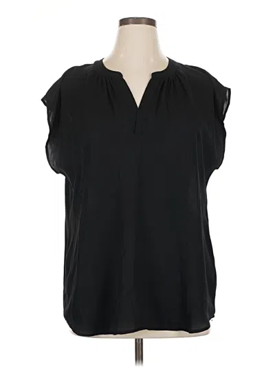 Pre-owned Roz & Ali Short Sleeve Blouse In Black