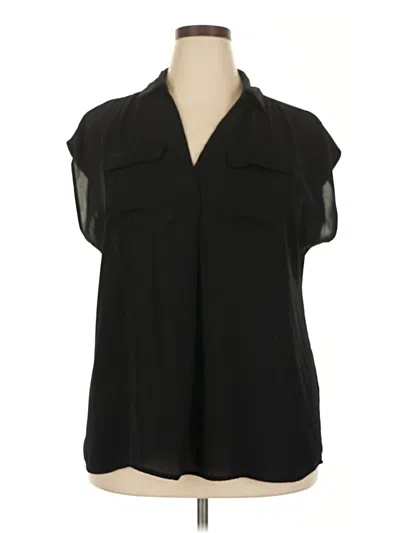 Pre-owned Roz & Ali Short Sleeve Blouse In Black