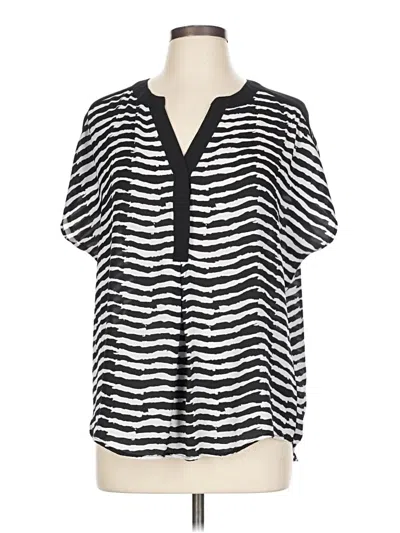 Pre-owned Roz & Ali Short Sleeve Blouse In Black