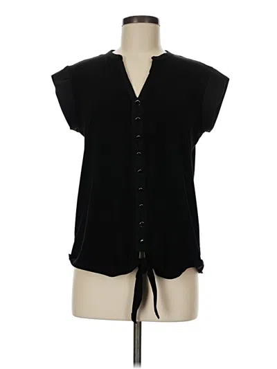 Pre-owned Roz & Ali Short Sleeve Blouse In Black