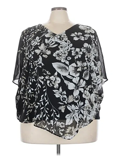 Pre-owned Roz & Ali Short Sleeve Blouse In Black