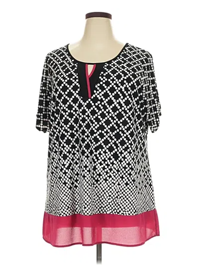 Pre-owned Roz & Ali Short Sleeve Blouse In Black