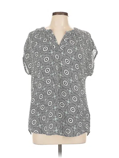 Pre-owned Roz & Ali Short Sleeve Blouse In Blue