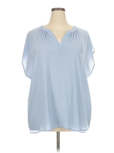 Pre-owned Roz & Ali Short Sleeve Blouse In Blue
