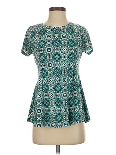 Pre-owned Roz & Ali Short Sleeve Blouse In Blue