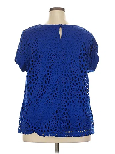 Pre-owned Roz & Ali Short Sleeve Blouse In Blue