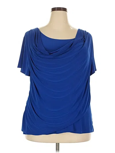 Pre-owned Roz & Ali Short Sleeve Blouse In Blue