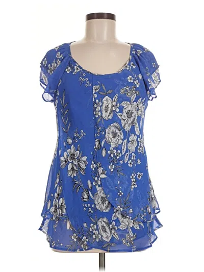 Roz & Ali Short Sleeve Blouse In Blue