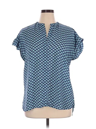 Pre-owned Roz & Ali Short Sleeve Blouse In Blue