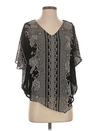 Pre-owned Roz & Ali Short Sleeve Blouse In Gray