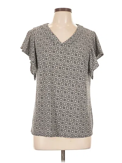 Pre-owned Roz & Ali Short Sleeve Blouse In Gray