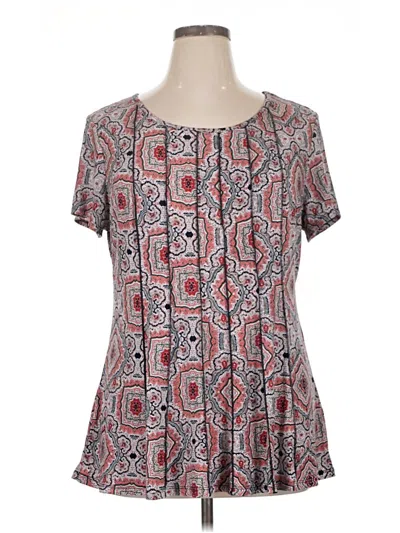 Pre-owned Roz & Ali Short Sleeve Blouse In Gray