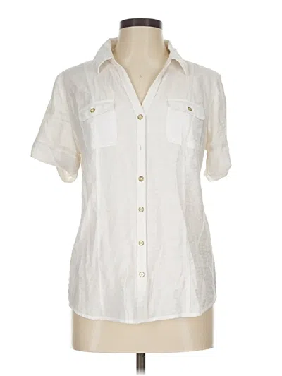 Pre-owned Roz & Ali Short Sleeve Blouse In Ivory