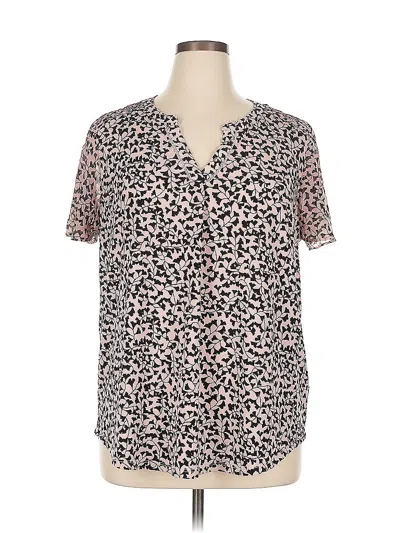 Pre-owned Roz & Ali Short Sleeve Blouse In Pink