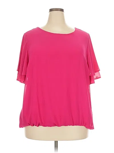 Pre-owned Roz & Ali Short Sleeve Blouse In Pink