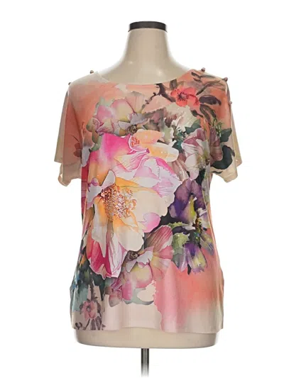 Pre-owned Roz & Ali Short Sleeve Blouse In Pink