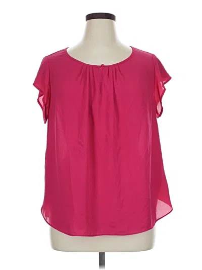 Pre-owned Roz & Ali Short Sleeve Blouse In Pink