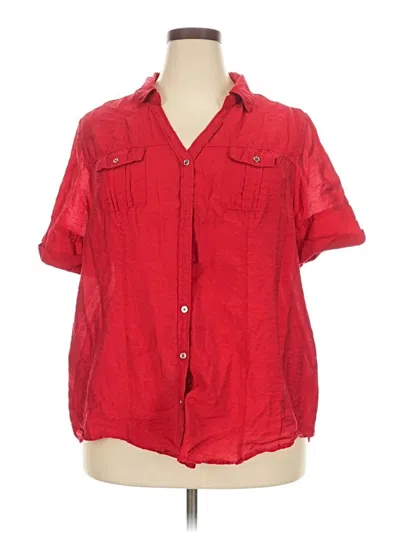 Pre-owned Roz & Ali Short Sleeve Blouse In Red