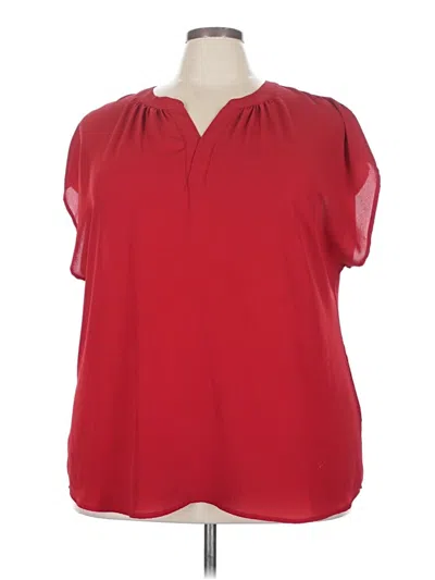 Pre-owned Roz & Ali Short Sleeve Blouse In Red