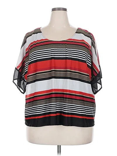 Pre-owned Roz & Ali Short Sleeve Blouse In Red