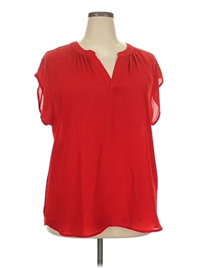 Pre-owned Roz & Ali Short Sleeve Blouse In Red