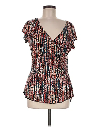 Pre-owned Roz & Ali Short Sleeve Blouse In Red