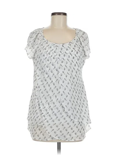 Pre-owned Roz & Ali Short Sleeve Blouse In Silver