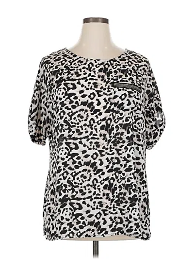 Pre-owned Roz & Ali Short Sleeve Blouse In Silver