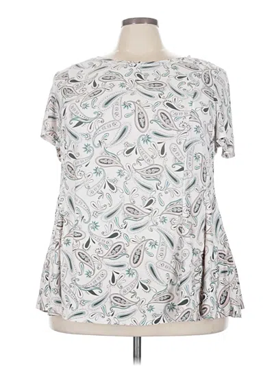 Pre-owned Roz & Ali Short Sleeve Blouse In Silver