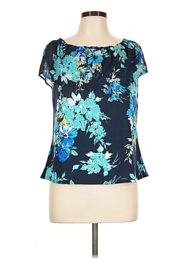 Pre-owned Roz & Ali Short Sleeve Blouse In Teal