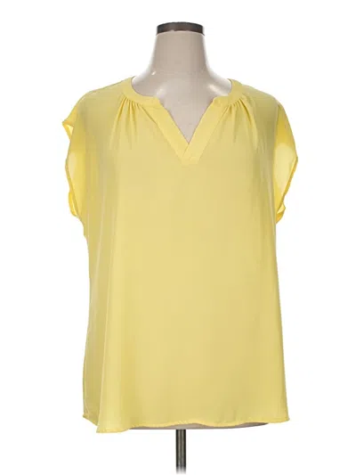 Pre-owned Roz & Ali Short Sleeve Blouse In Yellow