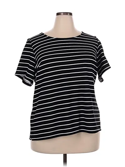 Pre-owned Roz & Ali Short Sleeve Top Black Boatneck Tops