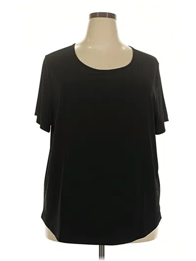 Pre-owned Roz & Ali Short Sleeve Top Black Scoop Neck Tops