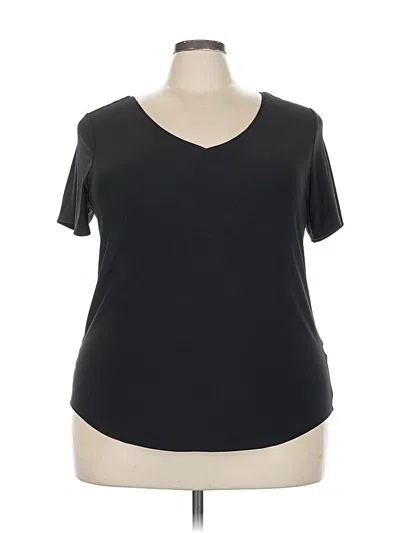 Pre-owned Roz & Ali Short Sleeve Top Black V Neck Tops