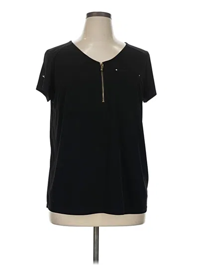 Pre-owned Roz & Ali Short Sleeve Top Black V-neck Tops