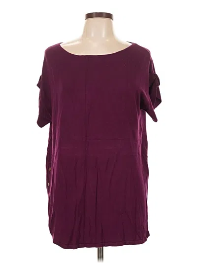 Pre-owned Roz & Ali Short Sleeve Top Burgundy Cold Shoulder Neckline Tops