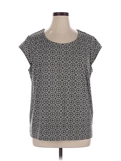 Pre-owned Roz & Ali Short Sleeve Top Gray Scoop Neck Tops