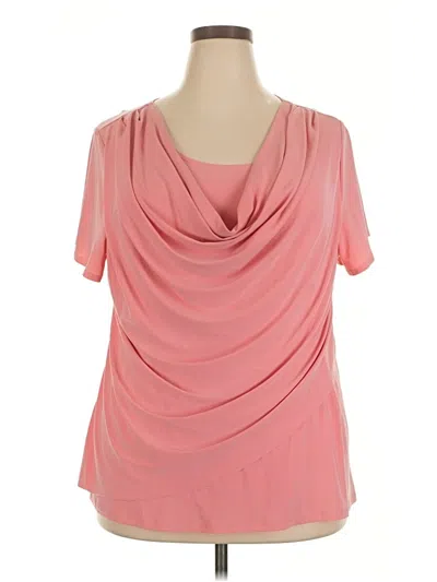 Pre-owned Roz & Ali Short Sleeve Top Pink Cowl Neck Tops