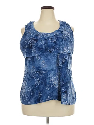 Pre-owned Roz & Ali Sleeveless Blouse In Blue