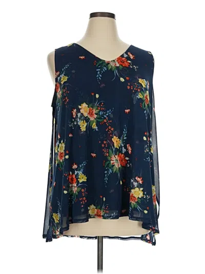 Pre-owned Roz & Ali Sleeveless Blouse In Blue